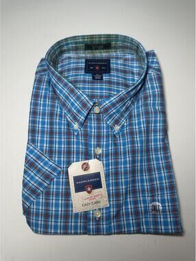 SaddleBred Big Tall 3XLT Blue Plaid Button-Down Shirt Easy Care [COPY]